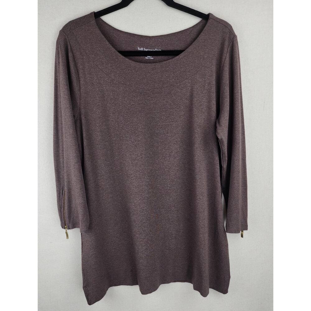 Soft Surroundings Tunic Top Womens L zipper sleeves corpcore, comfort, cozycore